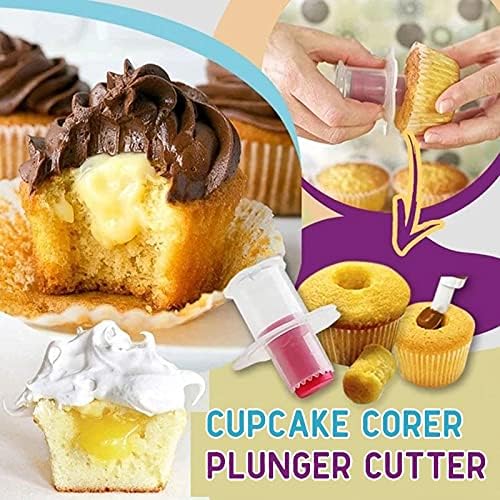 2Pcs Red Cake Digger,Cupcake Corer Tools,Muffin Cake Pastry Corer Model Plunger Cutter Decorating Reusable Plastic Cake Digging Holes for Muffin Cake Filling Fruit and Vegetable Tools