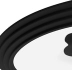 LSR Loreso Universal Pan Lid for Pots Pans and Skillets 7.5-11.5 Inch - Tempered Glass Pot Lid Set with Auto-Sizing Silicone Rim, 2 Pack Black