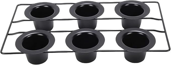 6 Cup Popover Pan for Baking Deep Non Stick Sturdy Carbon Steel Bakeware Easy to Clean for Yorkshire Pudding, Muffins and Popovers