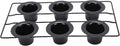 6 Cup Popover Pan, Premium Carbon Steel Easy To Clean Non Stick Cupcake Pan Round 8.9X15.9X2.2Inch Popover Cake with Wire Rack for Pudding, Muffins, Popovers