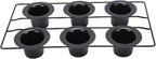 TOPINCN 6 Cup Popover Pan, Non Stick Carbon Steel Bakeware for Muffins Popovers, with Wire Rack for Even Baking and Easy Cleanup