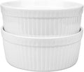 Foraineam 2 Pack Large Porcelain Souffle Ramekins, 48 Ounce, 1.5 Quarts White Bakeware Ramekin Set for Baking, Cooking, Serving and More