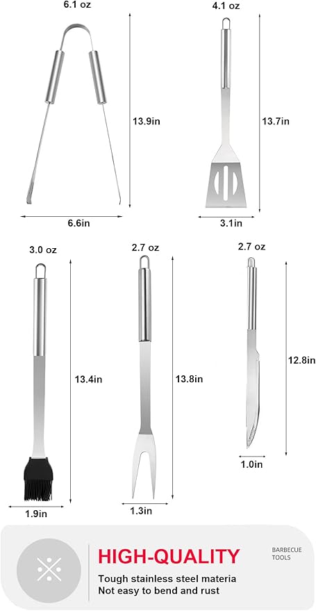 BBQ Grill BBQ Accessories, Stainless Steel Grill Tools Grilling Accessories Grill Set Barbecue Grill Accessories for Outdoor Grill, BBQ Tools Grill Utensils Grilling Tools