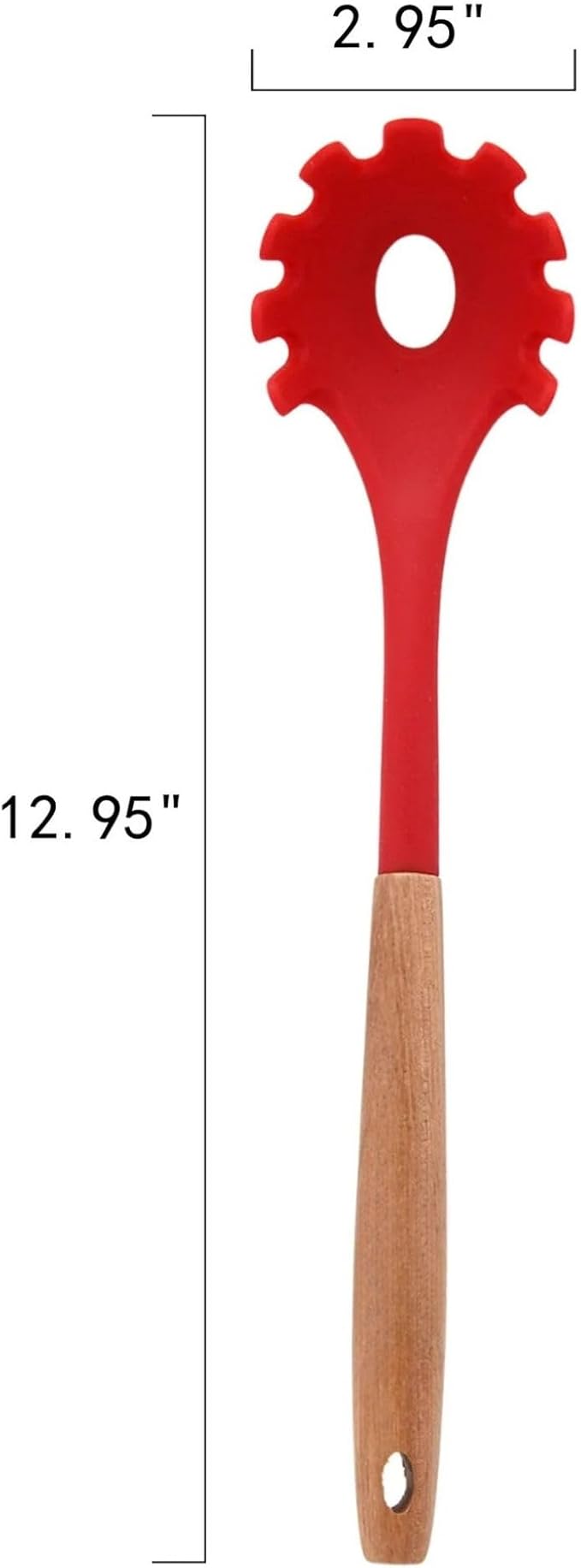 10-Piece Silicone Kitchen Utensils Set with Acacia Wood Handles, Nonstick Safe, Heat Resistant Cooking Tools for Everyday Use (RED)