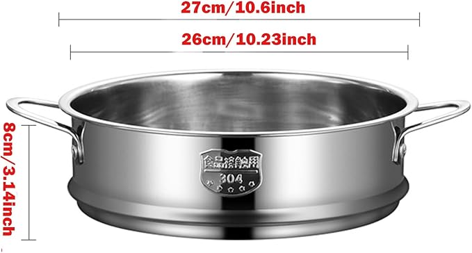 BinaryABC Stainless Steel Dumpling Steamer Basket for Pot,26cm Steamer Insert for Food Veggie Rice Noodle Roll (10.23INCH)