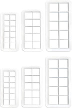 6Pcs White Square Cookie Cutter Set, Geometric Multicutter Cake Fondant Cutter,3 Size Square Biscuit Cutters Cake Decorating Use Safety Easy to Store,Cookie Cutters Baking Tools and Accessories