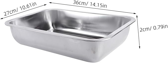 1Pc Multifunctional Stainless Steel Rectangular Plate Rustproof BBQ Plate for Toaster Oven Cookware