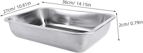 1Pc Multifunctional Stainless Steel Rectangular Plate Rustproof BBQ Plate for Toaster Oven Cookware