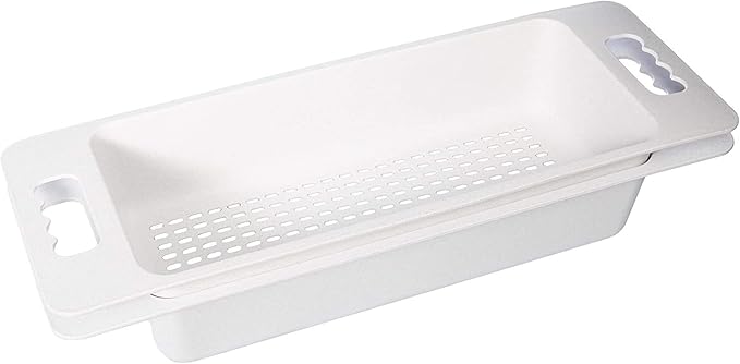 Zuhnë Reeva Sink Colander Strainer Set of 2, Food Grade Wheat Fiber Composite, BPA and Formaldehyde Free, Stackable Soak Rinse Bins, Non Slip Texture, Light Grey, Fits 15 to 17 in Sink Bowls