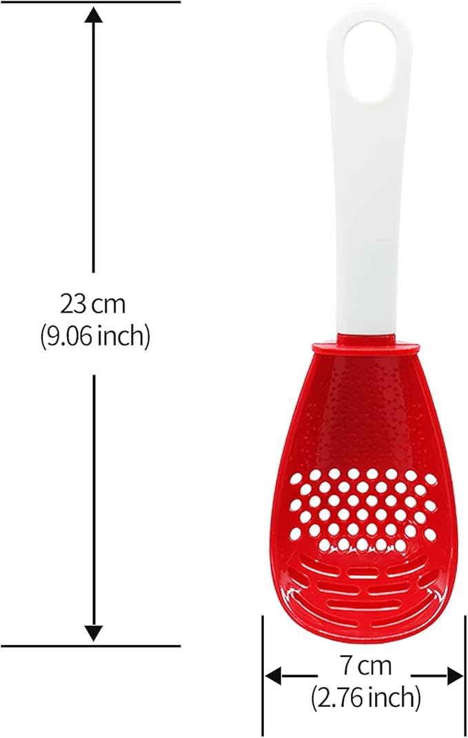 6 in 1 Multifunctional cooking gadgets, 356°F Heat Resistant kitchen gadgets, Egg Separator, Cooking, Draining, Mashing, Grating, Cooking spoon red