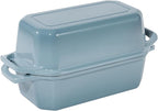 Flavehc Bread Pan Cast Iron Loaf Pan with Lid Bread Loaf Pan 8.5x4.5 Inch Loaf Pan Enameled Cast Iron Sourdough Loaf Pan, LightBlue
