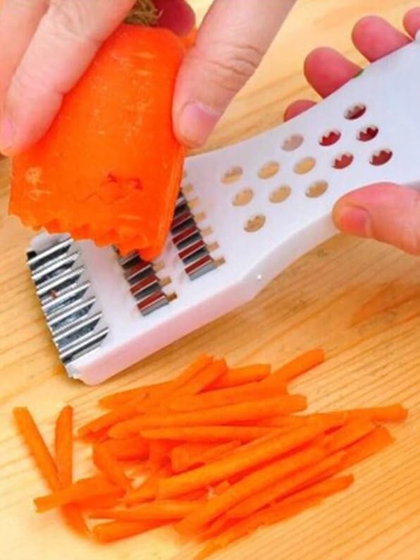 5-in-1 Multifunction Vegetable Peeler and Grater, Kitchen Slicer Tool with Stainless Steel Blades, Red