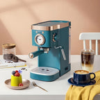 Generic deluxe semi-automatic espresso coffee maker with steam milk frother, 14.96 x 12.59 x 14.96 in, Blue