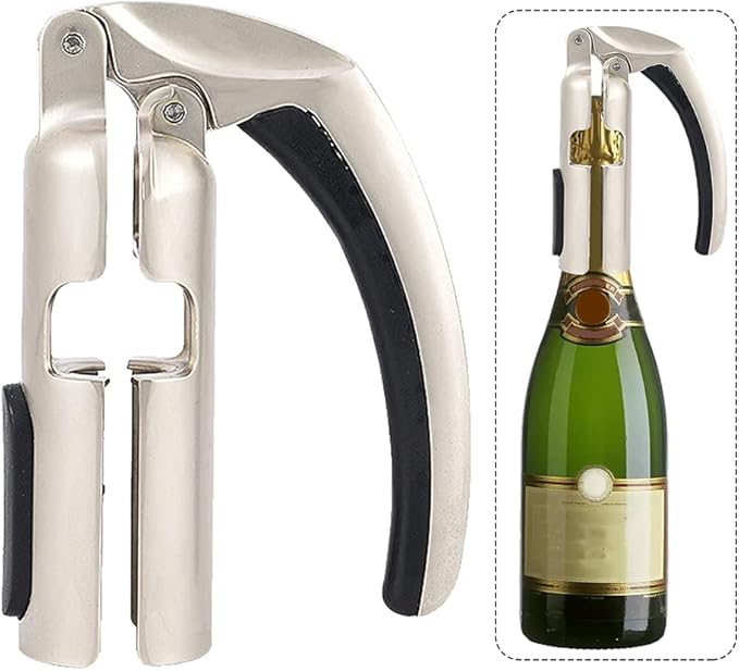 Champagne Bottle Opener, Bar Jar Cork Puller, Zinc Alloy Sparkling Wine Cork Puller with Ergonomic Handle, Durable Bottle Opening Tool for Wine Lovers(SIZE:Opener)