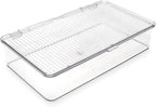 Isaac Jacobs Small Stackable Organizer Bin (10.75” x 6.5” x 2.4”) w Hinged Lid Clear Storage Box Home Office School Fridge Bathroom Kitchen Pantry Container BPAFree Food Safe (Small Clear)