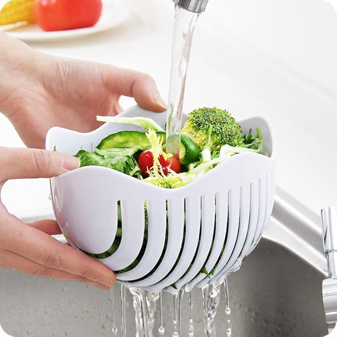 Dependable Industries inc. Essentials Quick Salad Maker Chopper Salad Cutter Bowl Swiftly Dice Fruits & Vegetables, BPA-Free Healthy Meals and Salads in Minutes Multi-functional (Yellow)