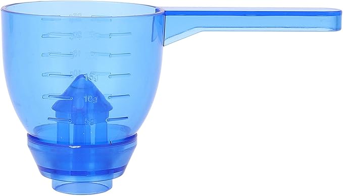 Asixxsix Measuring Scoop, Spill Proof Funnel Design Powder Funnel, Kitchen Measuring Tool with Scale for Seasoning Camping Baking Supplements Dishwasher Safe Food Grade ABS Material (Blue)