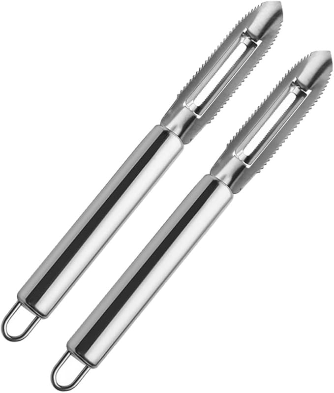 2pcs Stainless Steel Peeler and Multifunctional Vegetable Cutter with Grater Blades Kitchen Gadget for Fruit and Potato Peeling Household Use