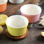 Ramekins 6oz Oven Safe,Creme Brulee Ramekin and Souffle Dishes,Porcelain Baking Bowls,Dipping Sauce Dish.Pudding Cups,Set of 6,Orange