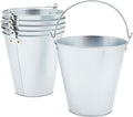 Juvale Metal Bucket - 6-Pack, 100 oz, 7 in Dia x 7.2 in H, Silver - Galvanized Buckets with Handles for Ice Tub & Beverage Tub