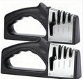 4-in-1Manual Knife Sharpener Suitable for kitchen knives, fruit knives, steel knives, scissors, and 3-level precision sharpening.Non slip base, suitable for home use (black) (2)