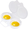 1Pc White Egg Poacher, Microwave Egg Boiler Poacher, 2 Cavity Nonstick Poached Egg Maker With Lid, Egg Poacher Microwave Egg Cooker, Double Drain Poached Egg Cups Cookware（13 * 5cm）