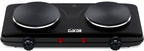 CUKOR Double Cast Iron 2 Burner, 1800W Countertop Burner, Dual Electric Stove Burners, Portable Double Burner for Cooking