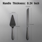 Eisinly Wedding Cake Knife and Server Set, Integral Stainless Steel Longer Cake Cutter and Wider Pie Spatula, Elegant Cake Cutting Serving Set for Party Birthday Bridal Shower Set of 2, Matte Black