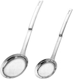 Kitchen Skimmer Strainers Stainless Steel Mesh Colanders Food Strainers Set Fine Mesh Sieve With Handle Slotted Spoon Handheld Fry Oil Filter For Cooking Vegetable Strainer Foam Hot Pot 2Pack