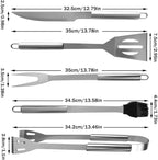 PTAPIPI 5-Piece Stainless Steel Grill Tool Set with Carry Bag – BBQ Utensils for Him, Young Men, Camping & Tailgating, Budget-Friendly Barbeque Gift