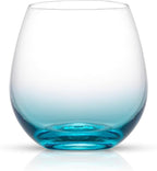 JoyJolt Hue Stemless Wine Glass Set, Large 15 oz Stemless Wine Glasses Set of 6 for White Red or Water, Short Glass Tumblers, No Stem Margarita Glasses, Colored Tumbler