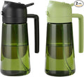 Oil Sprayer and Dispenser for Cooking- 2 x 16 oz Pack, Olive Green Glass to Preserve Fresh Oil, Suitable for Air Fryer, Roasting, Grilling, Barbecue, and Salad. (Black, Green)