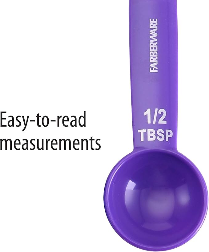 Farberware Kitchen Essentials Measuring Spoon Set, Set of 5 – 2 Pack, Easy Read Standard Units for Wet & Dry Ingredients, Lightweight Plastic Baking & Cooking Spoons – Dishwasher Safe