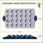 BRONYPRO 24-Cup Non Toxic Nonstick Ceramic Mini Muffin Pan & Cupcake Tin, PFOA & PFOA Free, Heavy Duty Rust-Resistant Aluminized Steel, Oven & Dishwasher Safe, Blue