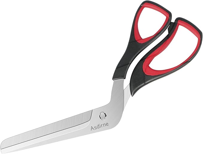 Asdirne Pizza Scissors, Pizza Cutter with Ultra Sharp Detachable Blade and Ergonomic Soft Grip, 10.3Inch, Black&Red