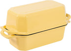 Flavehc Bread Pan Cast Iron Loaf Pan with Lid Bread Loaf Pan 8.5x4.5 Inch Loaf Pan Enameled Cast Iron Sourdough Loaf Pan, Yellow