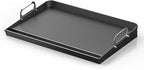 23" x 16" Cast Iron Nonstick Grill Griddle for Gas & Charcoal Grills, Flat Top BBQ Griddle Plate with Grease Groove & Removable Handle, Universal Fit for Outdoor & Home Cooking, Tailgating