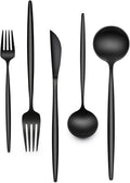 30-Piece Black Silverware Set, Flatware Set for 6, Food-Grade Stainless Steel Tableware Cutlery Set, Utensil Sets Kitchen Cutlery for Home Office Restaurant Hotel