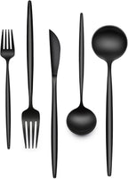 30-Piece Black Silverware Set, Flatware Set for 6, Food-Grade Stainless Steel Tableware Cutlery Set, Utensil Sets Kitchen Cutlery for Home Office Restaurant Hotel