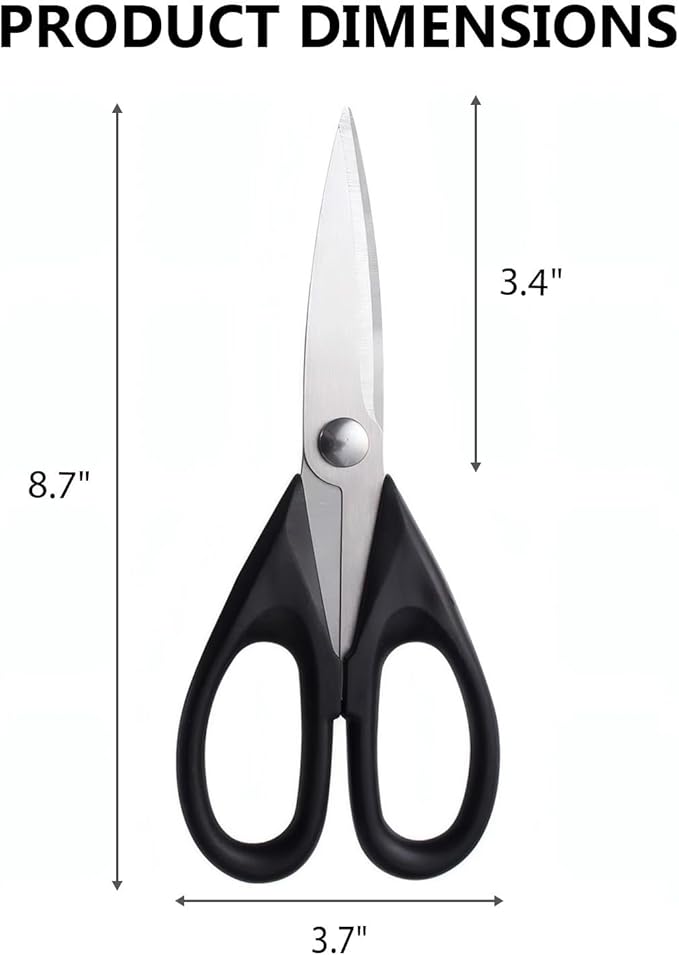 Multipurpose Kitchen Shears, 8.7" Professional Heavy-Duty Scissors, Dishwasher Safe, Rust-Resistant Stainless Steel, Ergonomic Soft Grip Handles for Cooking and Home Use