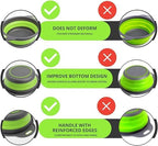 Green Round Silicone Collapsible Colander – Silicone Round Small Kitchen Strainers with Plastic Handles Foldable Kitchen Strainer Perfect for Draining Pasta Vegetable and Fruit