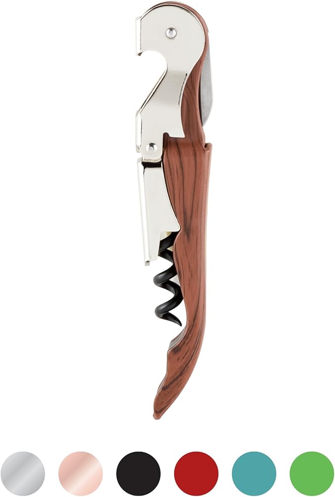 True Truetap Double Hinged Waiter's Corkscrew Wine Opener, Stainless Steel Wine Bottle Opener with Built In Foil Cutter, Home Bar Tools, Bar Cart Accessories, Wedding Gifts, Set of 1, Natural