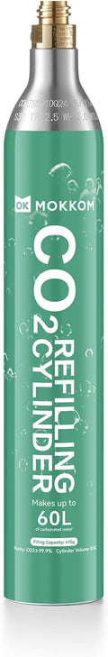 MOKKOM CO2 Cylinder for Soda Maker, CO2 Exchange Canister, Threaded Style, Compatible with All 'Screw-In' Sparkling Water Makers, Carbonates Any Drink with CO2 Tanks Gas Refill Cylinder (1PCS)