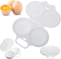 Egg Poacher Microwave,White Microwave Egg Poacher 2 Eggs,2 Cavity Nonstick Poached Eggs Maker With Lid,Microwaves Egg Cooker 2 Eggs,Kitchen Dining Specialty Cookware