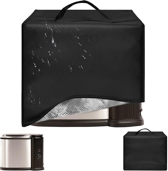 Heavy Duty Electric Turkey Fryer Dust Cover for Masterbuilt 3-in-1 10L Fryer Boiler Steamer MB20012420,17.72"x15.75"x14.57", 600D nylon w/12µm Foil Lining, Heat-Resistant Waterproof Oil-Proof