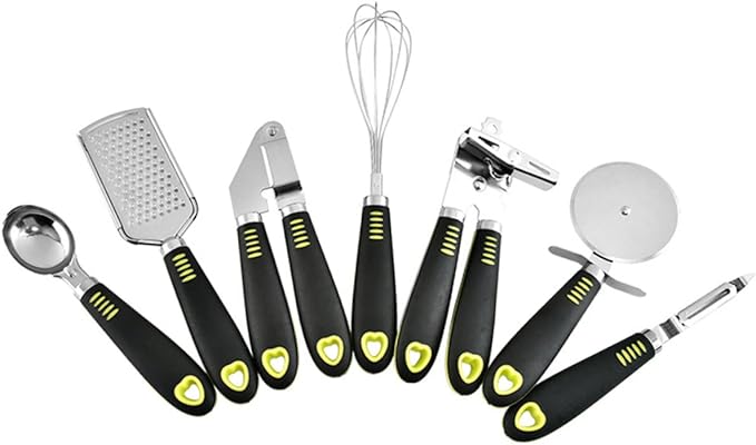 7pcs Stainless Steel Kitchen Gadgets Cooking Tools Set Cheese Grater Pizza Wheel Can Opener