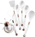 Kitchen Utensils Set,Cooking Utensils Set,Kitchen Utensils Set with Stand, 7pcs Silicone Cooking Utensils, Nonstick Pasta Spoons Skimmer Spatula Baking Kitchen Tools Gadgets(White)