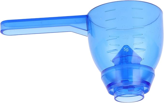 Asixxsix Measuring Scoop, Spill Proof Funnel Design Powder Funnel, Kitchen Measuring Tool with Scale for Seasoning Camping Baking Supplements Dishwasher Safe Food Grade ABS Material (Blue)