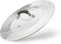 Universal Pans Pots Lid Cover Fit All 8.25 Inch to 12 Inch Pots/Pans/Woks Stainless Steel and Glass Lid with Heat Resistant Knob, Black