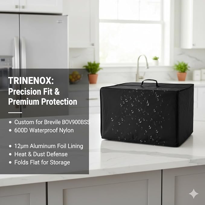 Heavy Duty Convection Oven Cover for Breville BOV900BSS Smart Oven Air Fryer Pro,16.54"Dx21.46"Wx12.4"H, 600D Heat-Resistant Nylon w/Aluminum Foil, Waterproof Dustproof toaster oven Protector